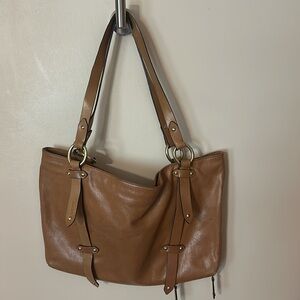 DKNY Elegant Brown Leather Tote Bag